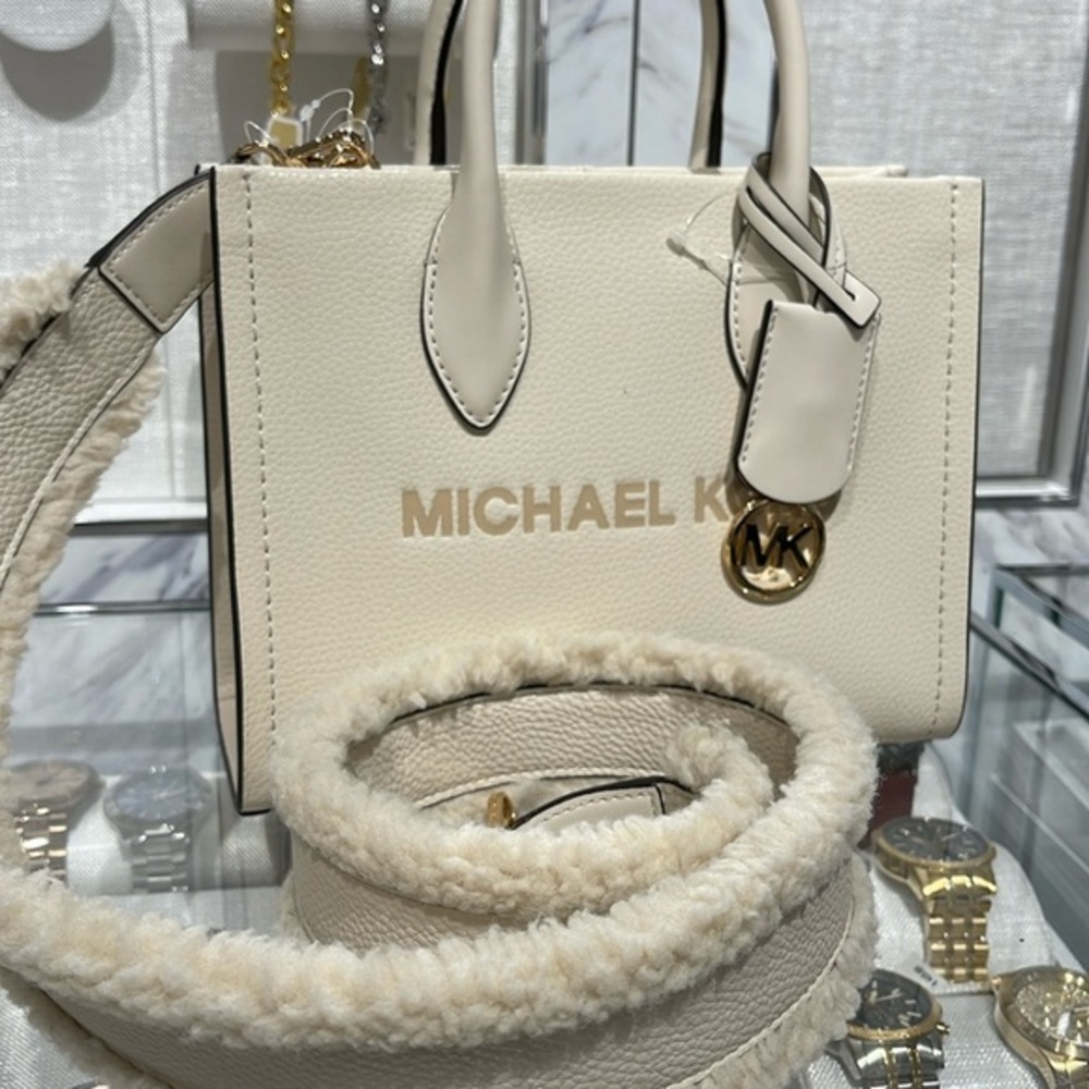 Michael Kors Mirella Small Pebbled Leather Shopper Top Zip Crossbody XBody Bag